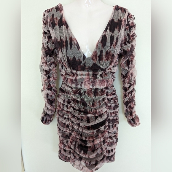 ZARA ruched printed mini dress Large - Picture 10 of 16